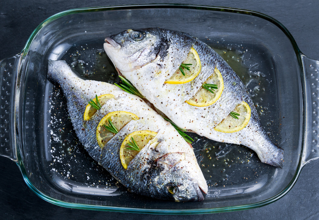 stock photo fresh raw sea bream fish